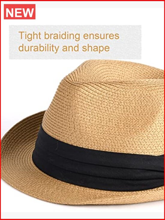 Fedora Straw Sun Hat Foldable Roll Up Short Brim Trilby Panama Beach Hat main image 6